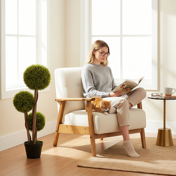 HOMCOM Set 2 Piante di Bosso Artificiale a 3 Sfere, con Vaso e Fondo Rinforzato, Altezza 90 cm, per Interno ed Esterno | Aosom Italy