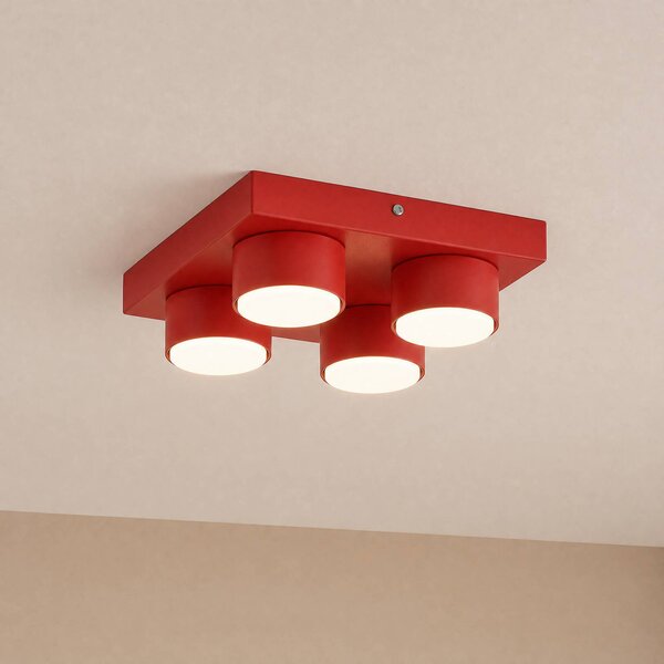 Plafoniera soffitto Brix TK Lighting, dimmerabile, Rosso, Soggiorno / Sala da pranzo, Metallo, Moderno, Plafoniera