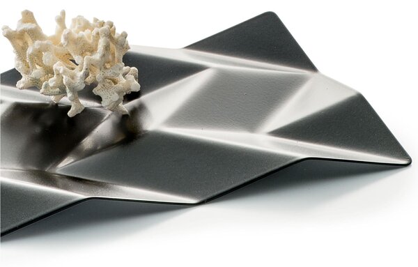 Centrotavola in acciaio inox 18/10 Small BD10 28,5x14 cm verniciato nero lucido