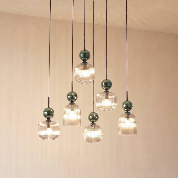 Lampada a sospensione Sophia TK Lighting, dimmerabile, Verde, Soggiorno / Sala da pranzo, Vetro, Moderno, Lampada a sospensione