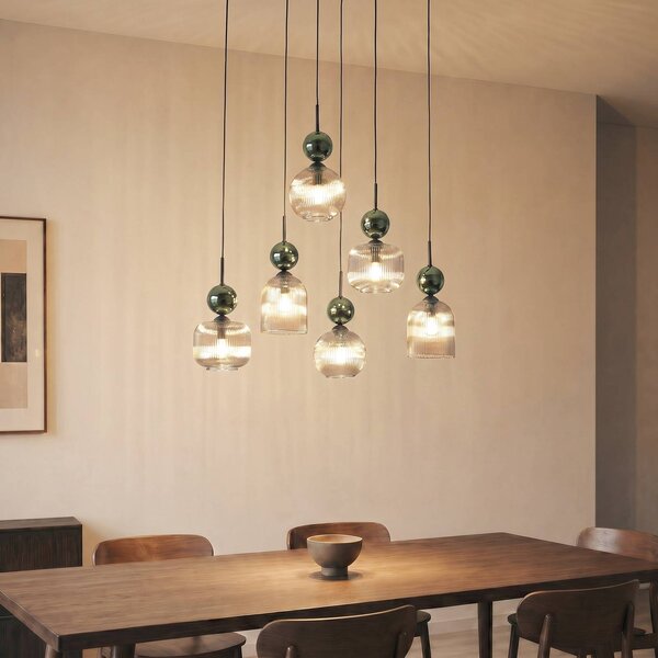 Lampada a sospensione Sophia TK Lighting, dimmerabile, Verde, Soggiorno / Sala da pranzo, Vetro, Moderno, Lampada a sospensione