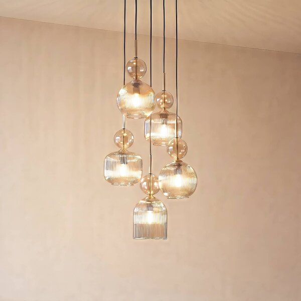 Lampada a sospensione Sophia TK Lighting, dimmerabile, Alluminio / Grigio / Zincato, Soggiorno / Sala da pranzo, Vetro, Moderno, Lampada a sospensione