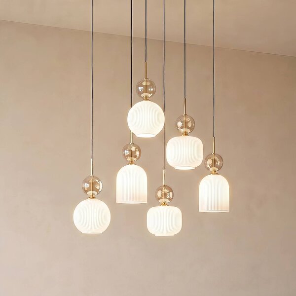 Lampada a sospensione Sophia TK Lighting, dimmerabile, Bianco / Opale, Soggiorno / Sala da pranzo, Vetro, Moderno, Lampada a sospensione