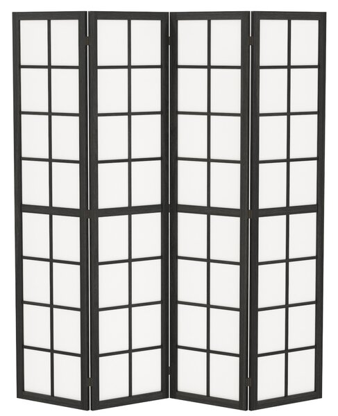 HOMCOM Paravento da Interno a 4 Pannelli Pieghevole in Legno e Tessuto, 160x170 cm, Nero e Bianco | Aosom Italy