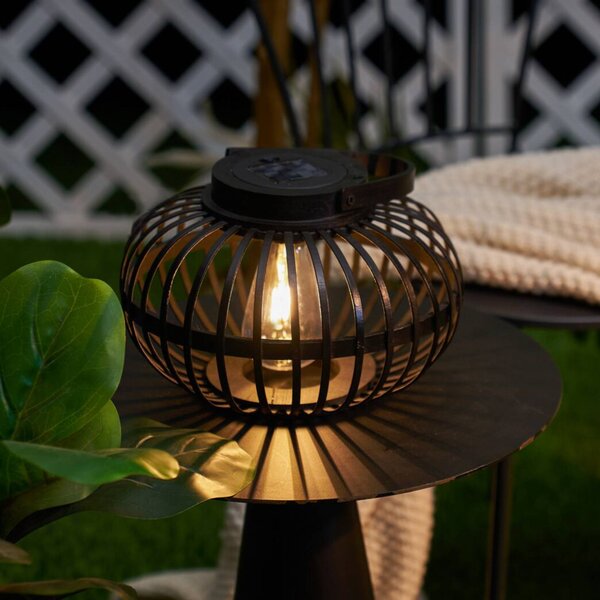 Pauleen Lampada da tavolo solare a LED SUNSHINE BLISS nera 17 cm IP44, Nero, bambù, Giovanile
