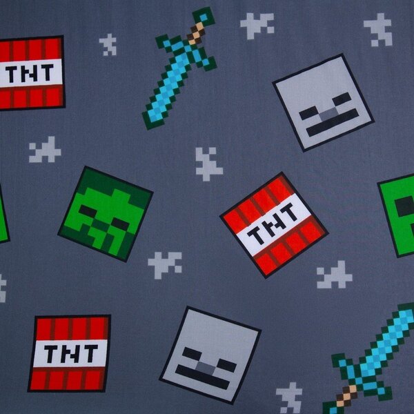 Lenzuolo con angoli per bambini grigio in cotone per letto singolo 90x200 cm Minecraft "We got this" – Jerry Fabrics