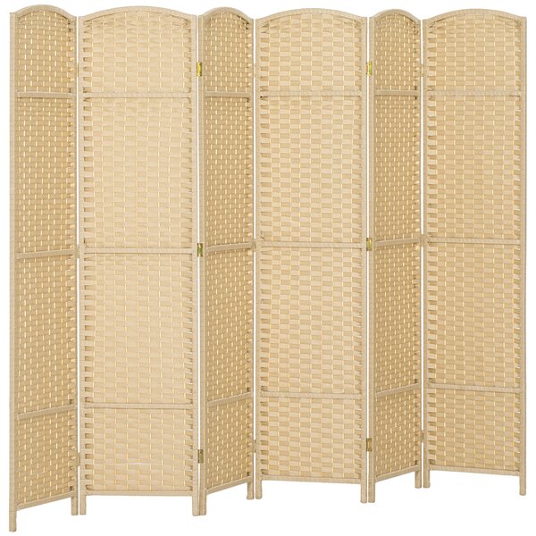 HOMCOM Paravento Divisorio da Interni Pieghevole a 6 Ante Intrecciato, 240x170 cm, Beige | Aosom Italy