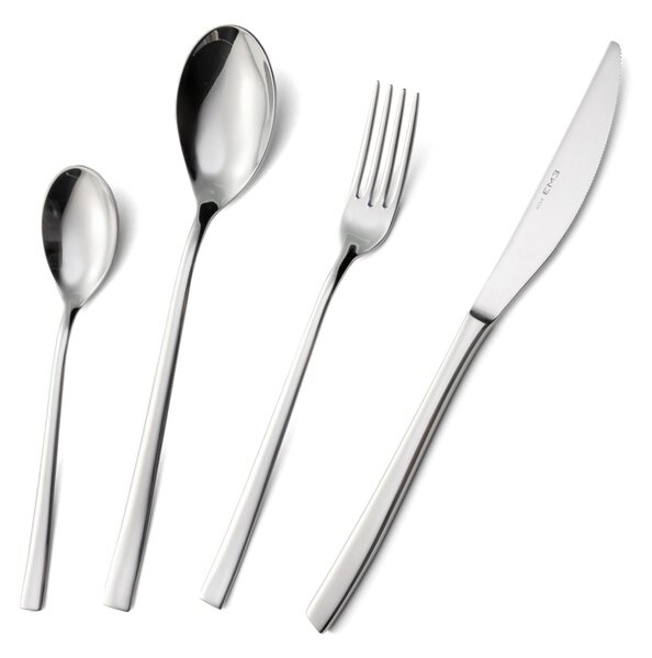 Servizio Posate CELINE 49 pezzi 12 posti tavola, + mestolo acciaio inox 1810 Finitura LUCIDA spessore 4.5 mm