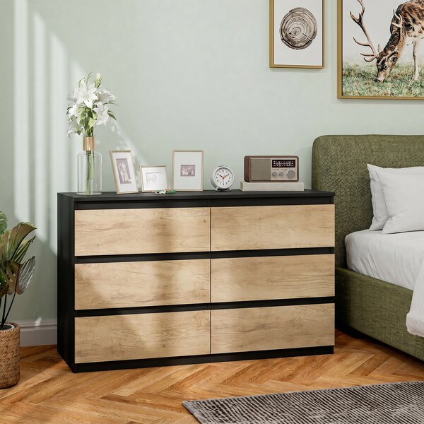 HOMCOM Cassettiera Camera da Letto 6 Cassetti, Comò Camera da Letto in Legno con Piedini Antiscivolo | Aosom Italy
