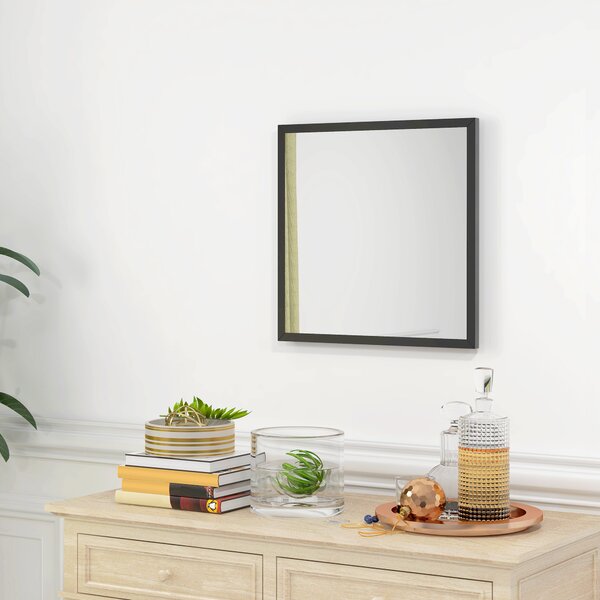 HOMCOM Specchio da parete quadrato con ganci, 50x50 cm, Nero | Aosom Italy