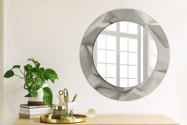 Specchio tondo con decoro Crystal bianco astratto fi 50 cm