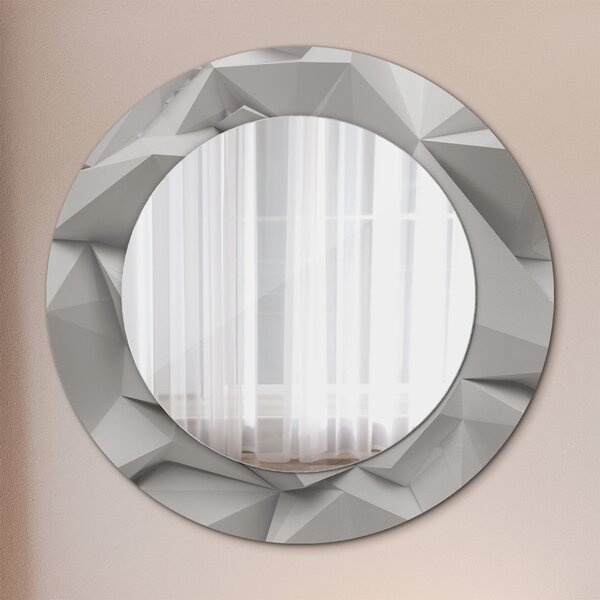 Specchio tondo con decoro Crystal bianco astratto fi 50 cm