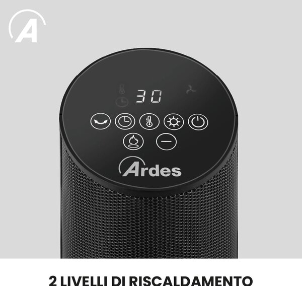 Ardes Termoventilatore Ceramico a Torre Stufa Effetto Fiamma 2000 Watt colore Grigio - AR4P22FP