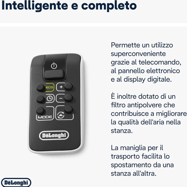 De Longhi Termoventilatore ceramico a Torre Stufa elettrica Potenza 2000 Watt Oscillante Timer - HFX65V20