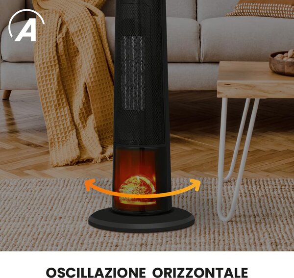 Ardes Termoventilatore Ceramico a Torre Stufa Effetto Fiamma 2000 Watt colore Grigio - AR4P22FP
