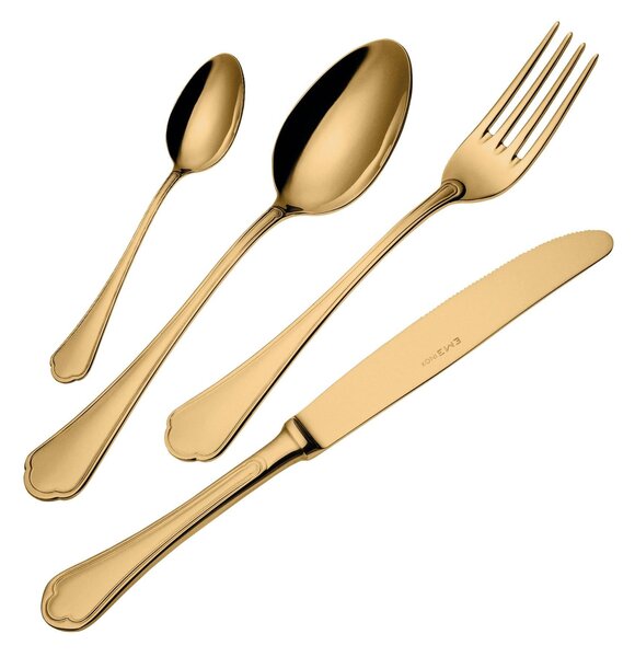 Cofanetto 24 pezzi Domus Gold, Acciaio 18/10, spessore 3 mm