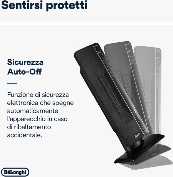 De Longhi Termoventilatore ceramico a Torre Stufa elettrica Potenza 2400 Watt Oscillante Ventilazione estiva Timer - TCH 8993ER.BC