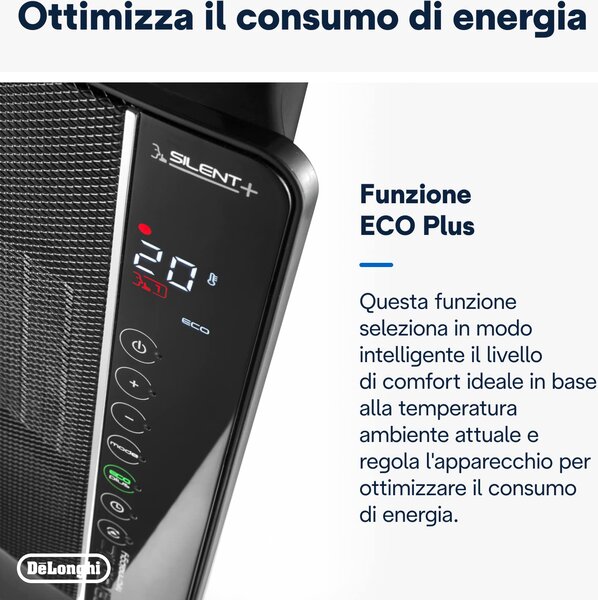 De Longhi Termoventilatore ceramico a Torre Stufa elettrica Potenza 2400 Watt Oscillante Ventilazione estiva Timer - TCH 8993ER.BC