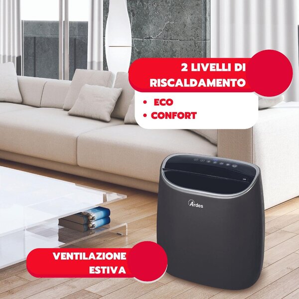 Ardes Termoventilatore Ceramico Funzione Ionizzante Stufa elettrica Caldobagno Potenza 2200 Watt con Termostato Timer e Telecomando - AR4P17 Stone