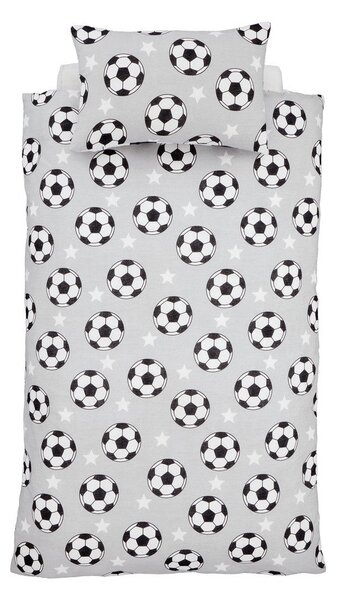 Set copripiumino e federa da bambini grigio in flanella per letto matrimoniale 200x200 cm Football Stars – Catherine Lansfield