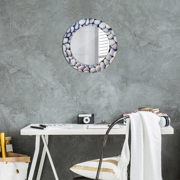 Specchio rotondo cornice con stampa Ruota delle pietre marine fi 50 cm
