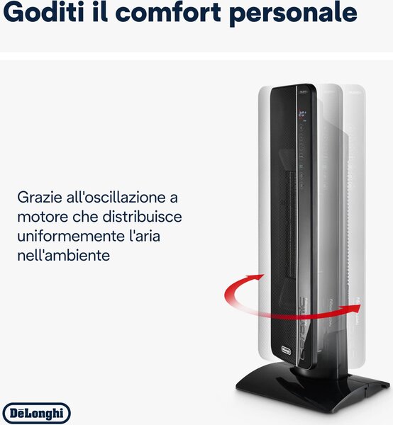 De Longhi Termoventilatore ceramico a Torre Stufa elettrica Potenza 2400 Watt Oscillante Ventilazione estiva Timer - TCH 8993ER.BC
