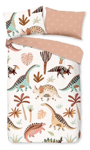 Set copripiumino e federa da bambini marrone/beige in cotone per culla 100x135 cm Dino – Good Morning