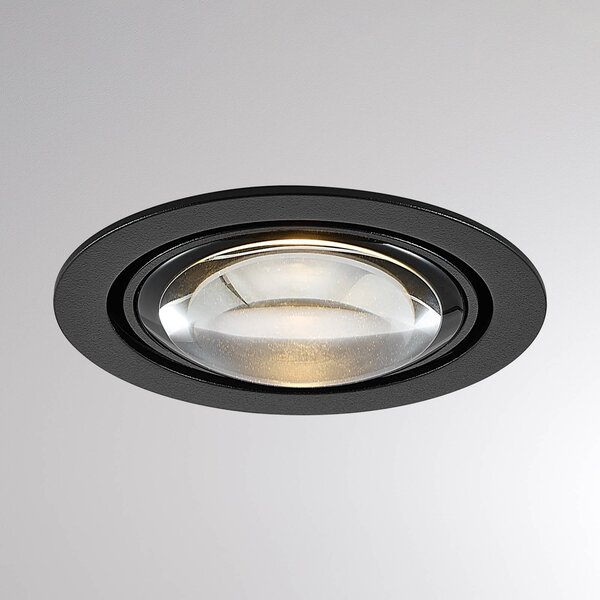Molto Luce Plafoniera LED da incasso MAG MINI nera Ø 10 cm CCT 18 V, Nero, Soggiorno / Sala da pranzo, Alluminio, Moderno