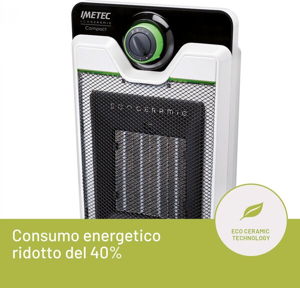 Imetec Termoventilatore Ceramico Stufa elettrica Caldobagno Potenza 2000 watt colore Nero Bianco - CFH1 100