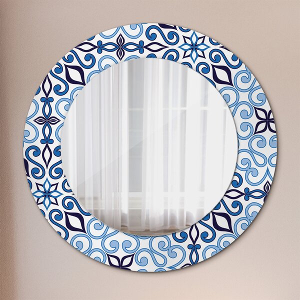 Specchio tondo con decoro Pattern arabo blu fi 50 cm