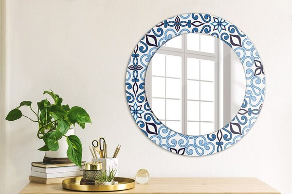 Specchio tondo con decoro Pattern arabo blu fi 50 cm