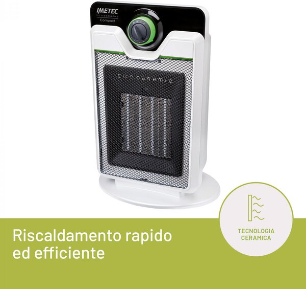 Imetec Termoventilatore Ceramico Stufa elettrica Caldobagno Potenza 2000 watt colore Nero Bianco - CFH1 100