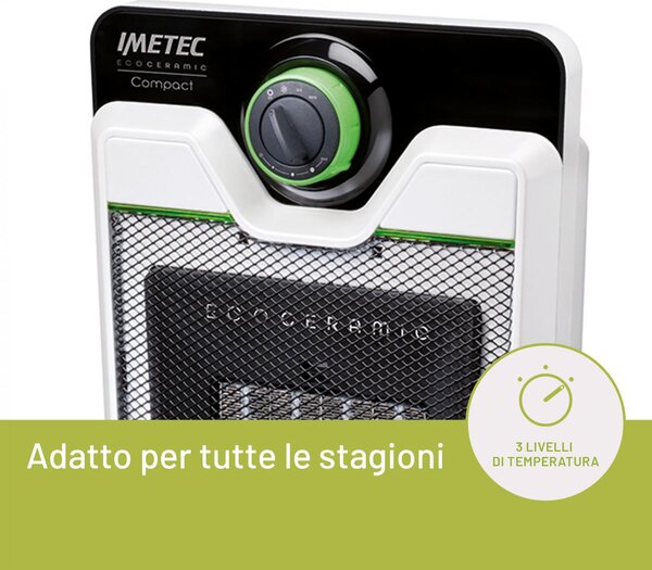 Imetec Termoventilatore Ceramico Stufa elettrica Caldobagno Potenza 2000 watt colore Nero Bianco - CFH1 100