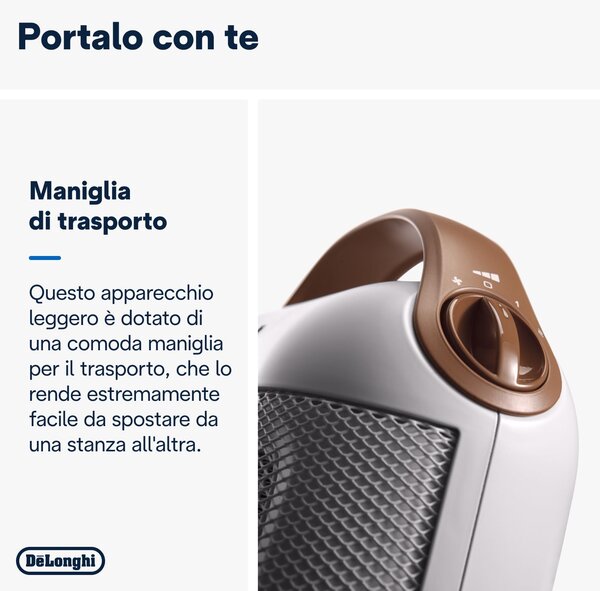 De Longhi Termoventilatore Ceramico Stufa elettrica Caldobagno Potenza 1800 Watt Ventilazione estiva Termostato colore Bianco - HFX30C18.IW Capsule