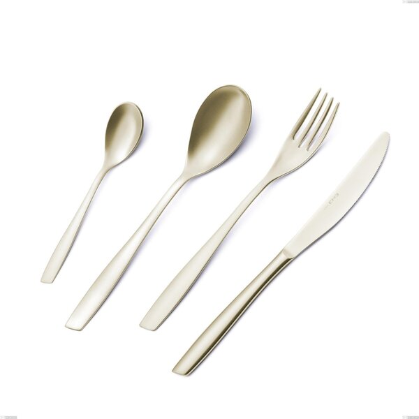 Forchetta tavola Eleven PVD Champagne, acciaio 18/10 sabbiato, spessore 2.5 mm, lunghezza 220 mm, pvd champagne