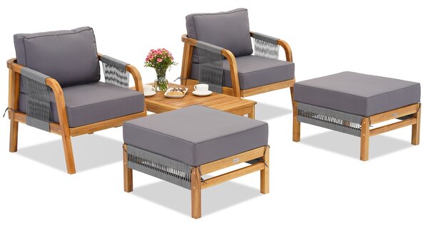 Mobili da giardino in legno di acacia Mumbai Terrace con pouf Garden Point