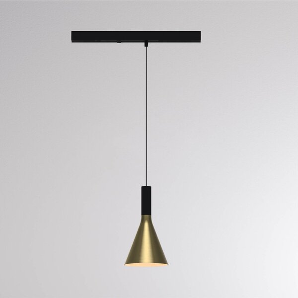 Molto Luce Lampada a sospensione su binario LED LORA I, ottone, Ø 15 cm, 40° CCT, trifase I, Ottone / Oro, Soggiorno / Sala da pranzo, Metallo, Moderno