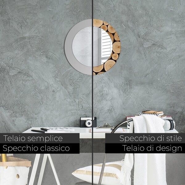 Specchio tondo con decoro Tronchi fi 50 cm