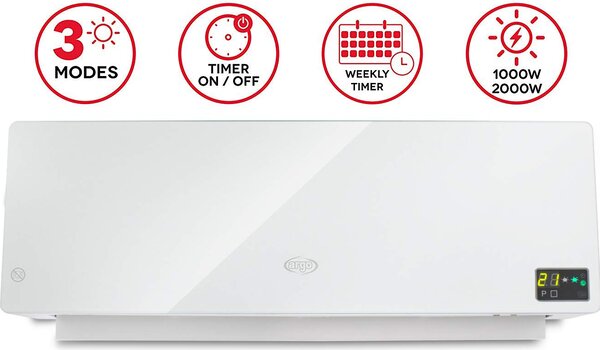 Argo Termoventilatore da Parete Stufa elettrica Potenza 2000 Watt Programmatore settimanale con Telecomando - 191070198 Chic White