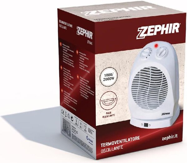 Zephir Termoventilatore Oscillante Stufa elettrica Potenza 2000 Watt Caldobagno colore Bianco - ZTRM6
