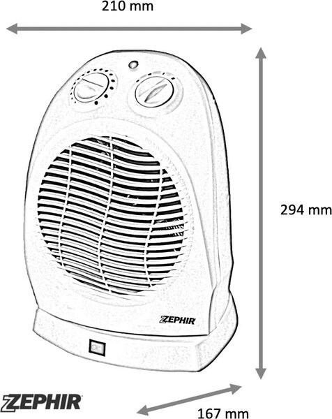 Zephir Termoventilatore Oscillante Stufa elettrica Potenza 2000 Watt Caldobagno colore Bianco - ZTRM6