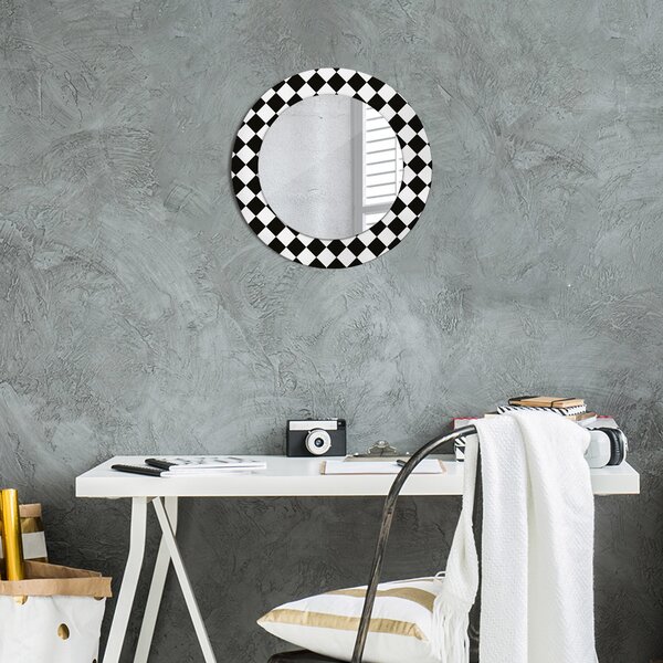 Specchio rotondo cornice con stampa Scrivania di scacchi fi 50 cm