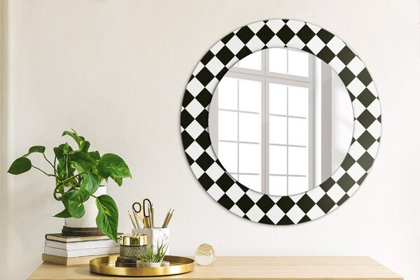 Specchio rotondo cornice con stampa Scrivania di scacchi fi 50 cm