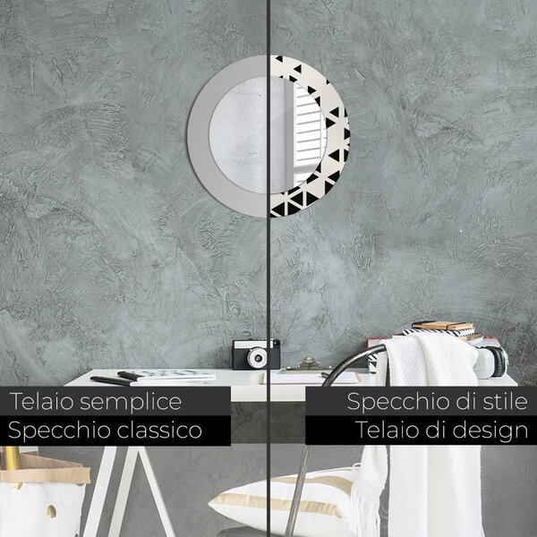 Specchio rotondo cornice con stampa Geometrico astratto fi 50 cm