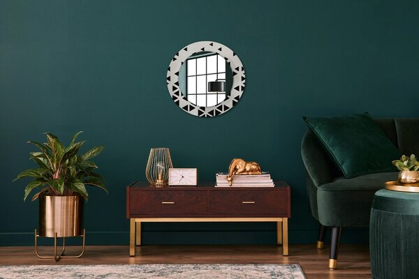 Specchio rotondo cornice con stampa Geometrico astratto fi 50 cm