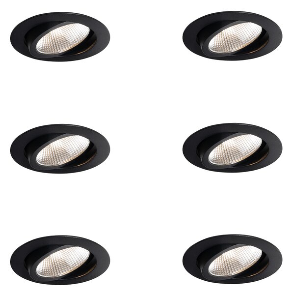 Set di 6 faretti da incasso neri 9,5 cm con LED 1300 lm dimmerabili IP23 - Gaius
