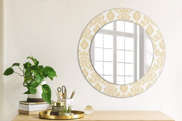 Specchio rotondo cornice con stampa Damask barocco fi 50 cm