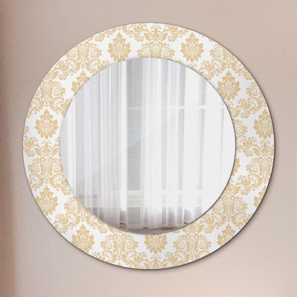 Specchio rotondo cornice con stampa Damask barocco fi 50 cm
