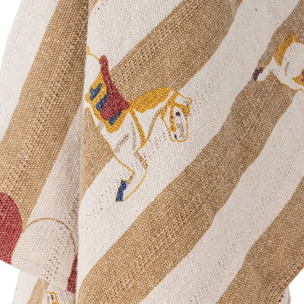 Coperta bianca/marrone in cotone riciclato 130x160 cm Merry-go-round – Bloomingville