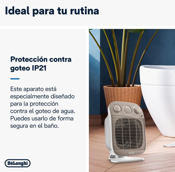 De Longhi Termoventilatore Stufa Elettrica Caldobagno Potenza 2200 Watt con Timer Silenzioso - HFS50D22